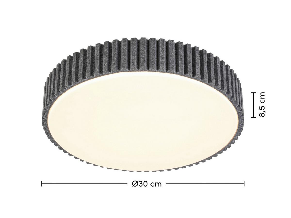 STROPNÍ LED SVÍTIDLO FILZI - šedá/bílá, Moderní, kov/textil (30/8,5cm) - Mömax