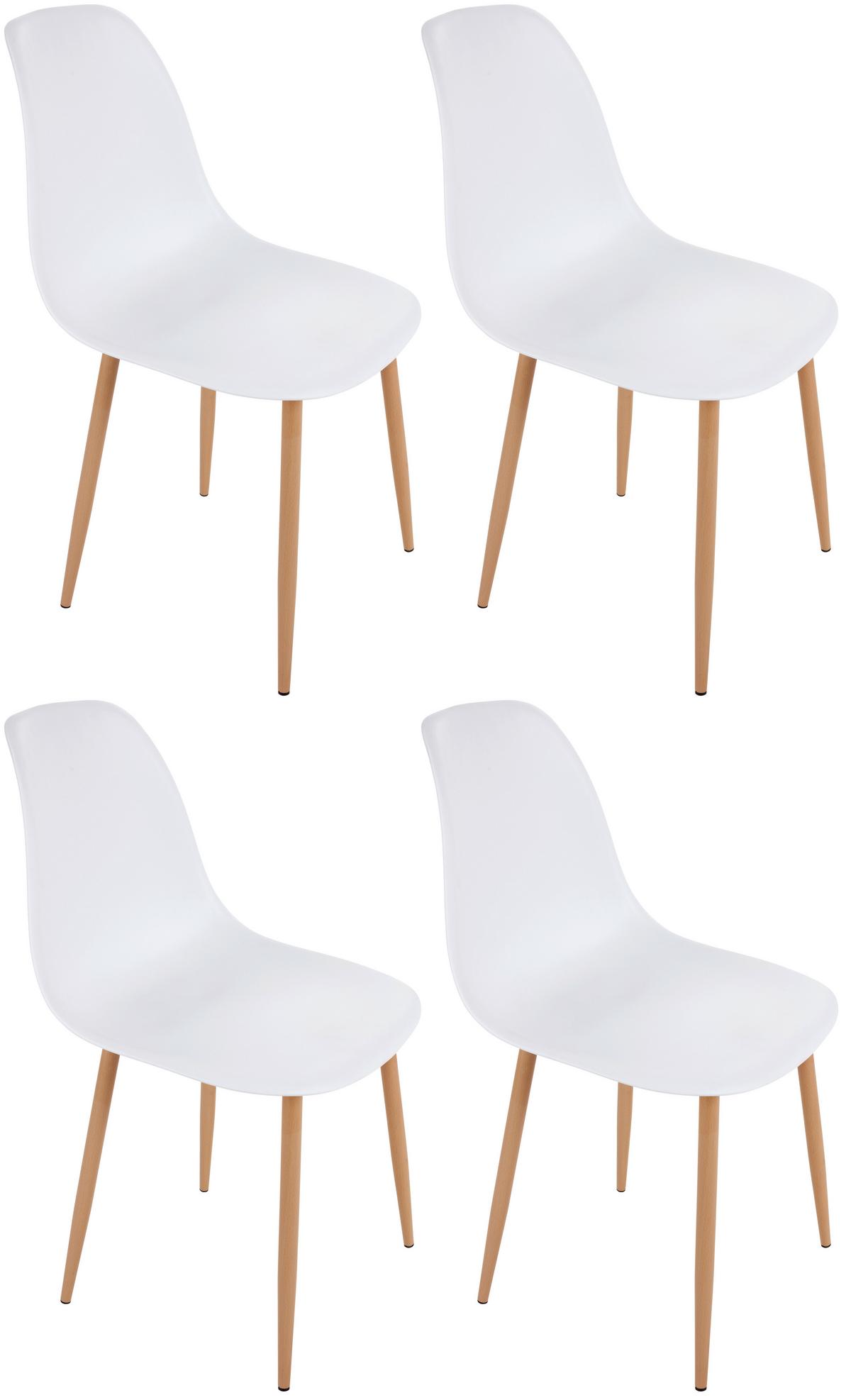 Esszimmerstuhl Rivan Weiß Dekor 4er-Set - Buchefarben/Weiß, MODERN, Kunststoff/Metall (44/83/53cm) - Ondega