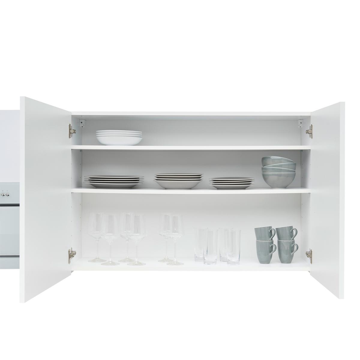 Küchenzeile Premium M. Geräten 280 Cm Weiß Hochglanz - Weiß/Grau, MODERN, Holzwerkstoff (280cm) - Respekta