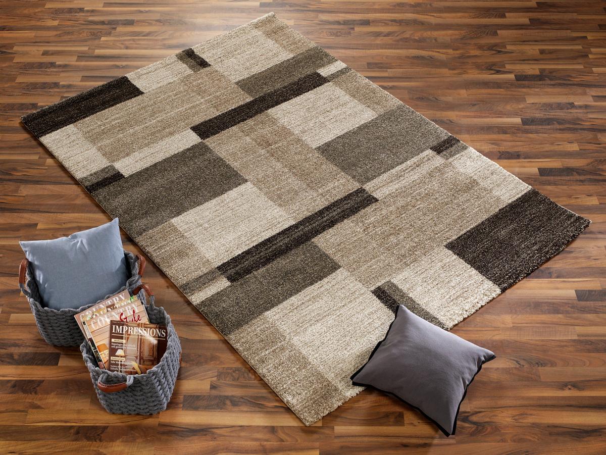 Webteppich Palazzo Bloc Braun/Beige 200x290 cm - Beige/Braun, KONVENTIONELL, Textil (200/290cm) - Novel