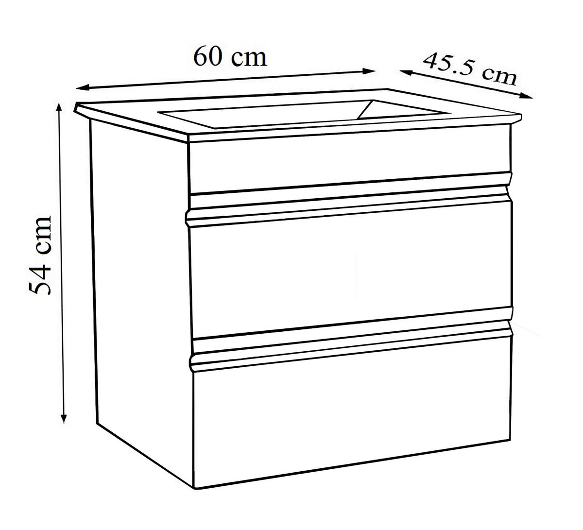 Waschtischkombi Silora L - Anthrazit/Weiß, MODERN, Keramik/Holzwerkstoff (60cm) - MID.YOU