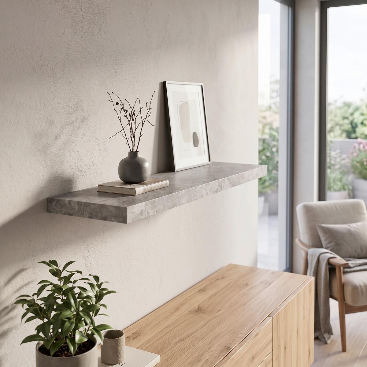 Wandboard Simple B: 80 cm Betonoptik - MODERN, Holzwerkstoff (80/3,8/23,5cm)