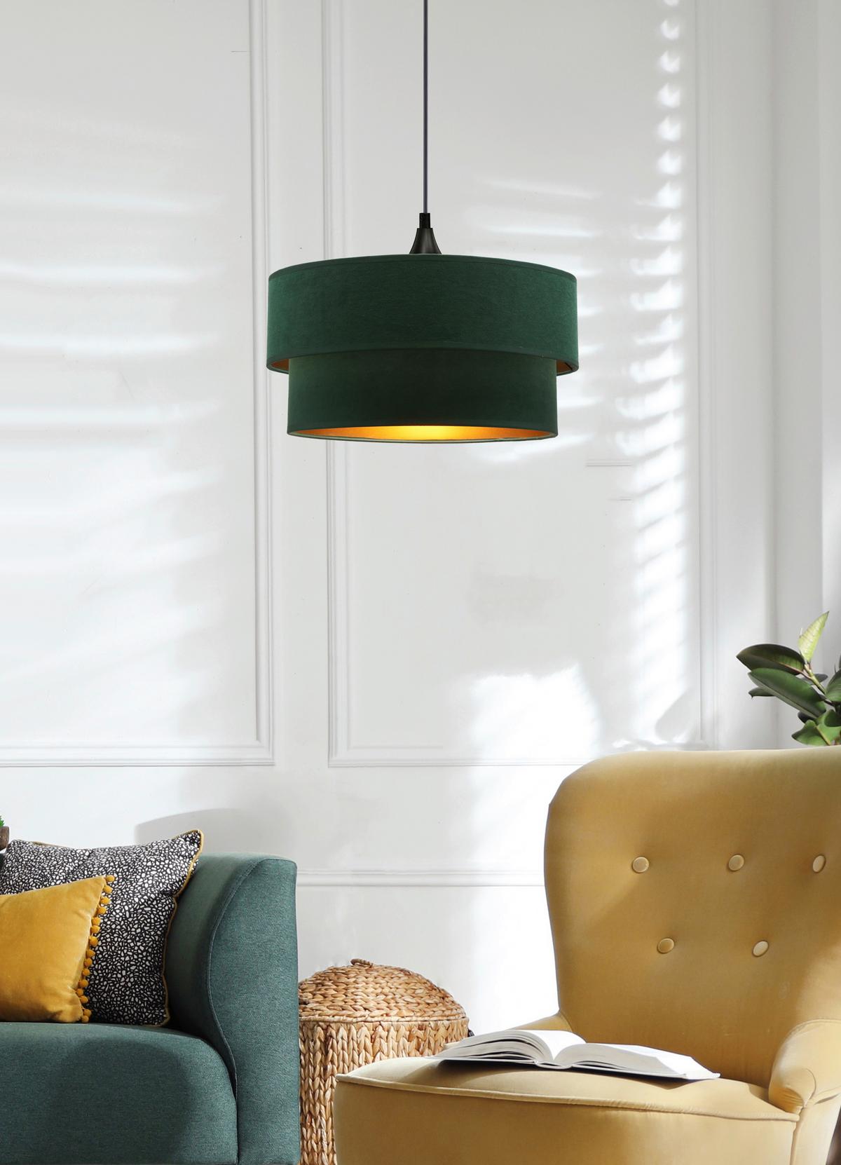 Pendelleuchte 31-19684 Scopello - Dunkelgrün/Goldfarben, KONVENTIONELL, Kunststoff/Metall (35/35/118cm)