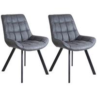Schalenstuhl Hayo Grau gepolstert, Lederlook 2er-Set - Schwarz/Grau, KONVENTIONELL, Textil/Metall (56/86/62cm) - Livetastic