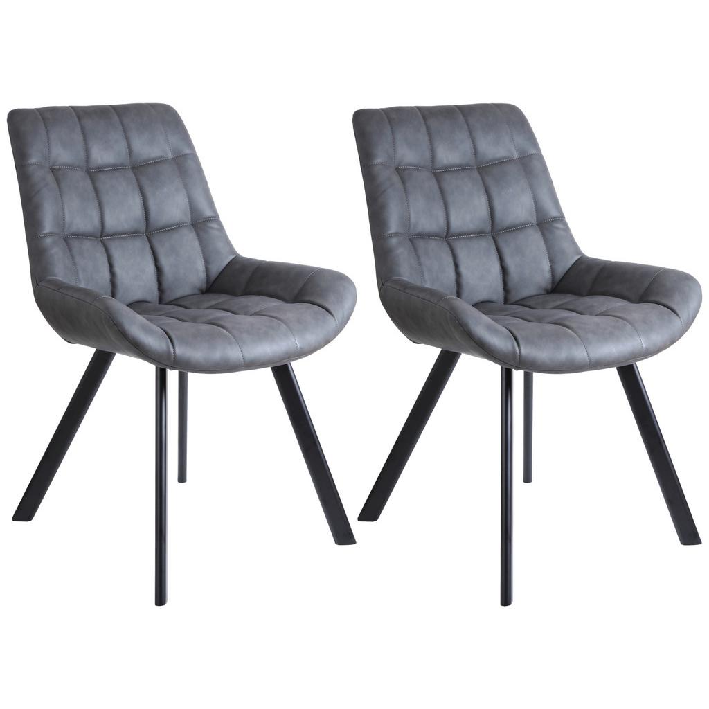 Schalenstuhl Hayo Grau gepolstert, Lederlook 2er-Set