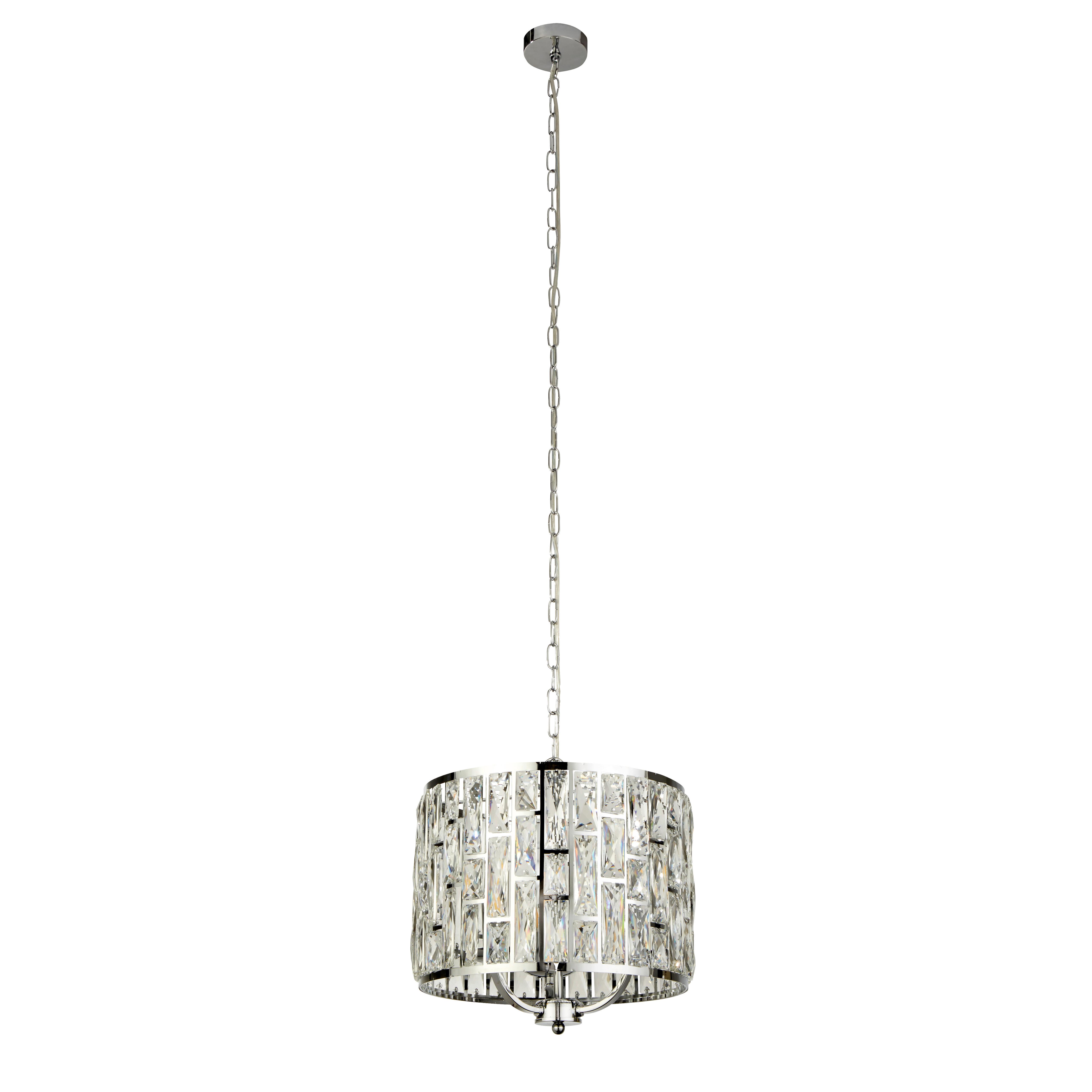 Hängeleuchte Bijou H: 144 cm 3-Flammig - Chromfarben, Design, Glas/Metall (38/38-144cm)