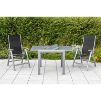 Gartentisch ausziehbar Semi Metall/Glas L: 80-120 cm - Silberfarben, KONVENTIONELL, Glas/Metall (80-120/70/75,5cm) - Gardenson