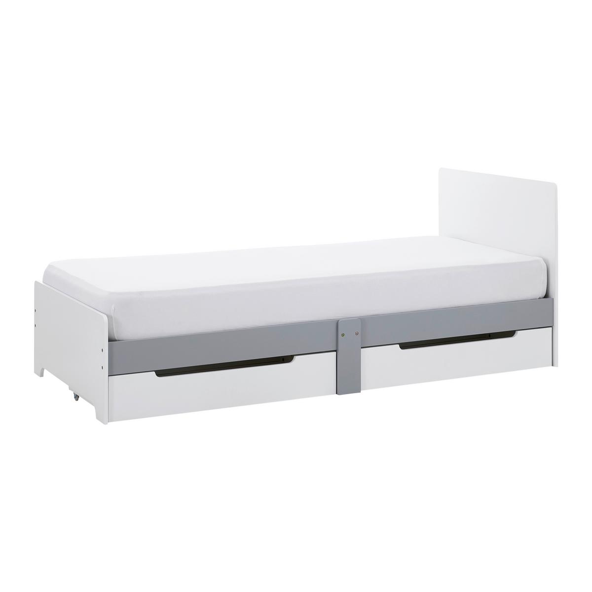 Postel pro děti a mládež DANNY bílá/šedá - bílá/šedá, Moderní, dřevo/kompozitní dřevo (96/80/203cm) - Bessagi Kids