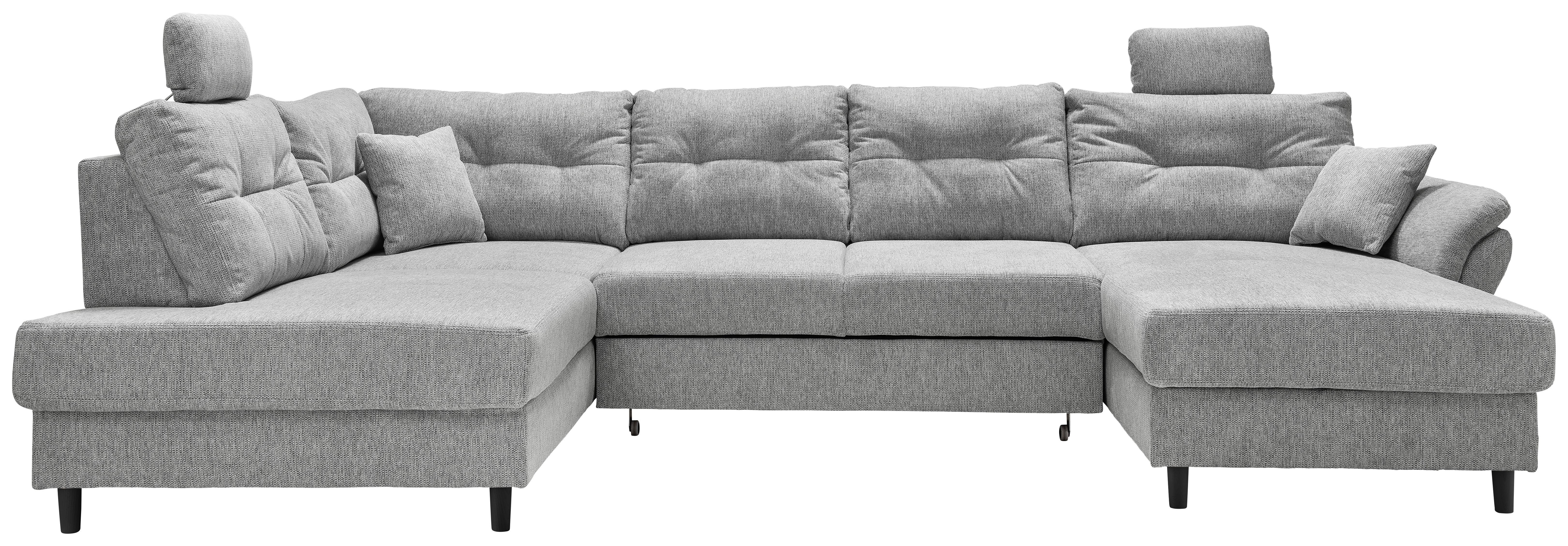 Wohnlandschaft Brizzini Silberfarben U: 206x338x176 cm - Silberfarben/Schwarz, MODERN, Textil (206/338/176cm) - Livetastic