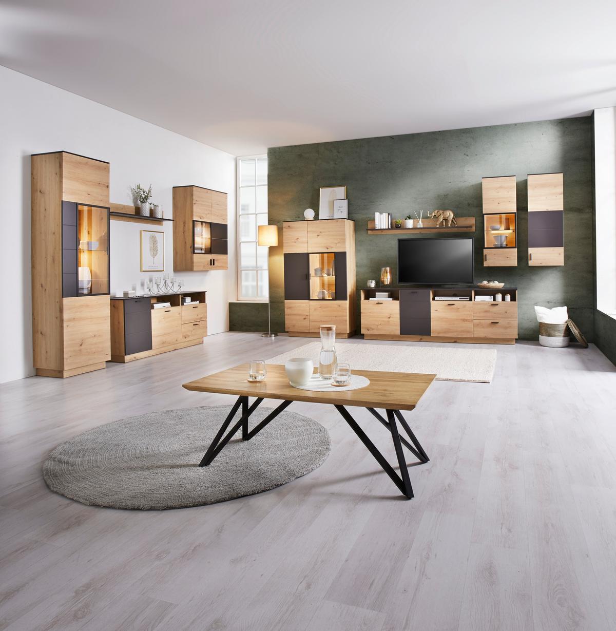 Tv-szekrény Tonale - Artisan tölgy/szürke, Modern, faalapú anyag (180/36/40cm)