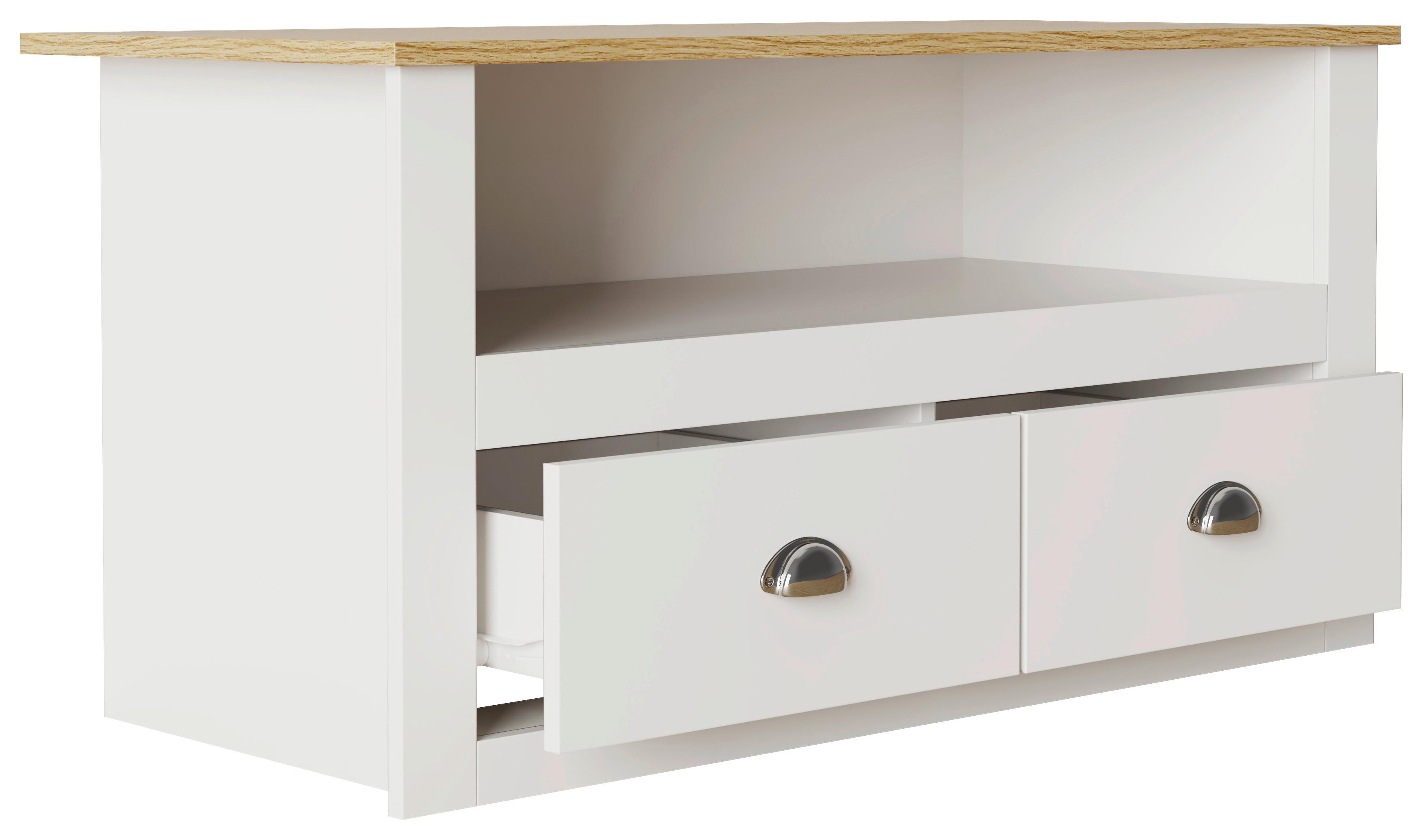 Kommode Balusa Weiß, Eiche Dekor B: 99 cm - Honigeiche/Weiß, LIFESTYLE, Holzwerkstoff (99/54/44cm) - MID.YOU