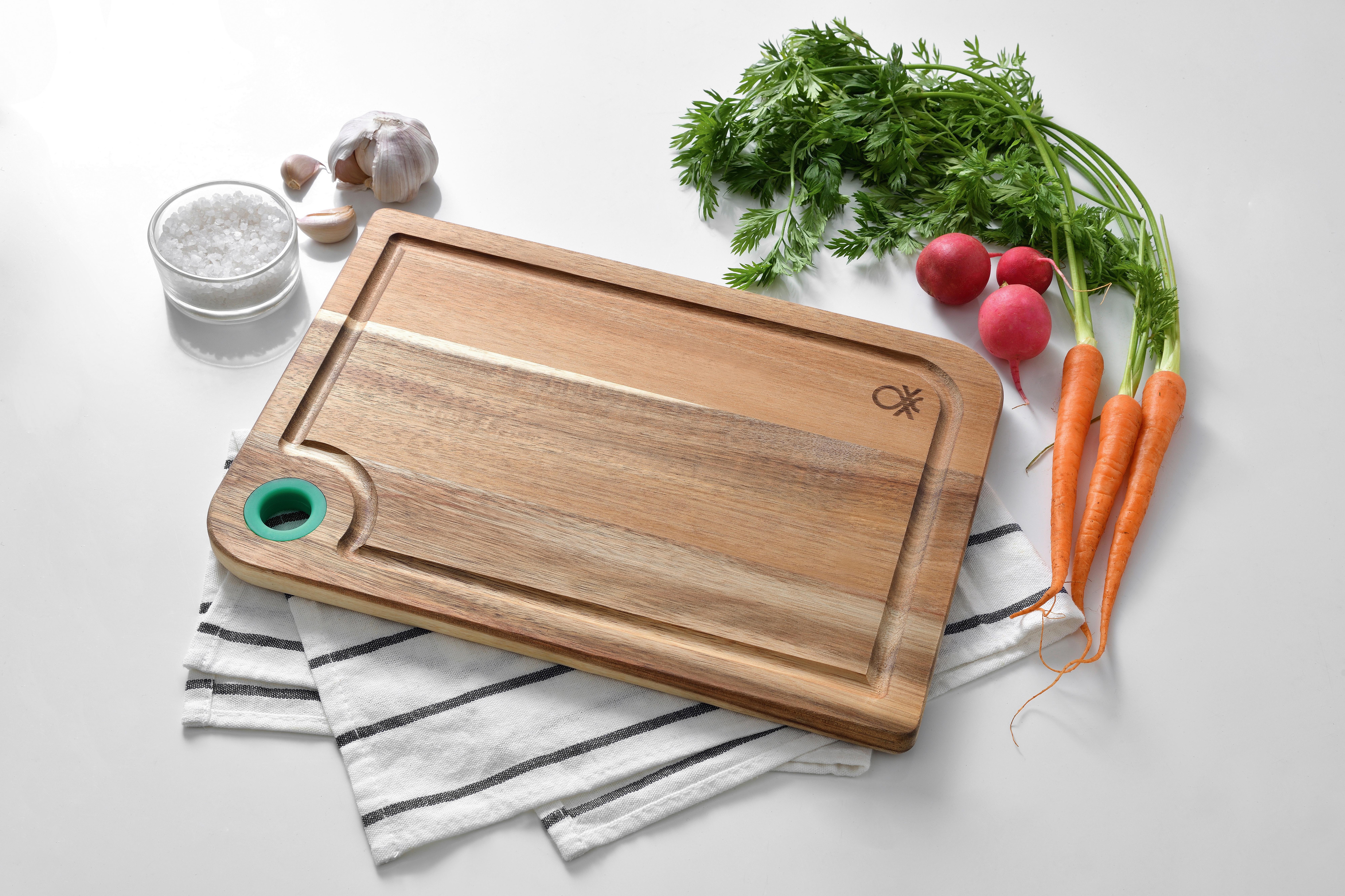Schneidebrett Aus Holz + Griff Rainbow L/b: Ca. 34/24 Cm - Akaziefarben, Basics, Holz/Kunststoff (34.2/24.5/11.5cm) - Benetton