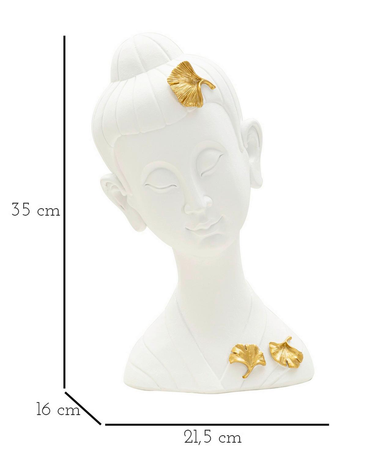 Skulptur Buddha A Weiß Goldfarben B: 21,5 cm - Goldfarben/Weiß, Basics, Kunststoff (21.5/35/16cm)