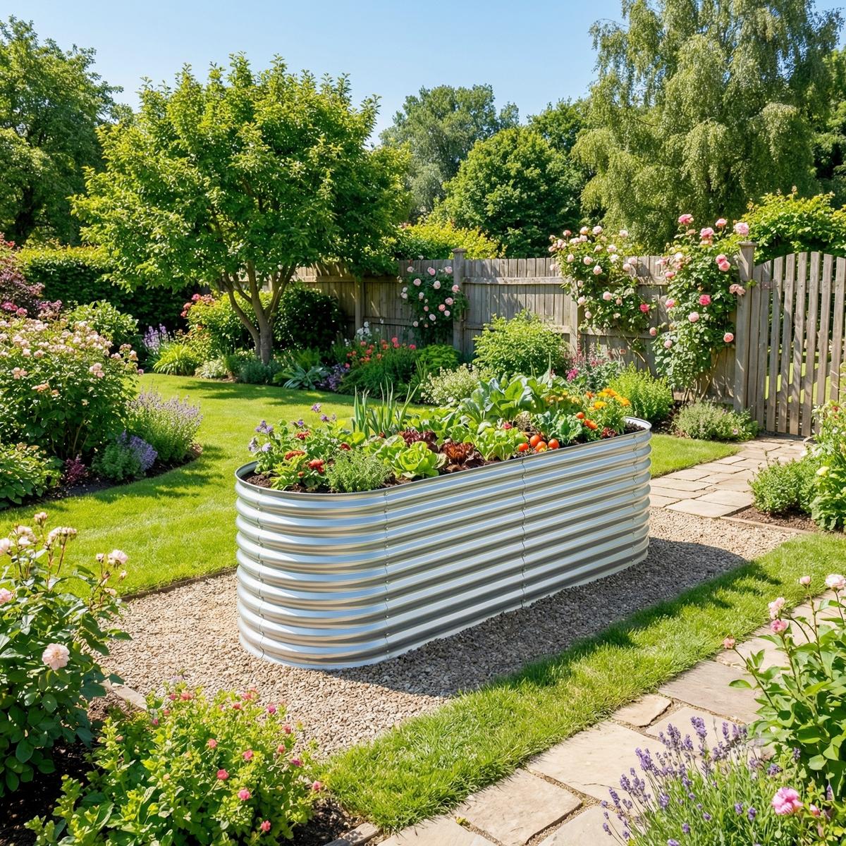 Hochbeet, Silber LxBxH: ca. 240x80x80 cm - Silberfarben, Basics, Metall (240/80/80cm) - Prestige Home