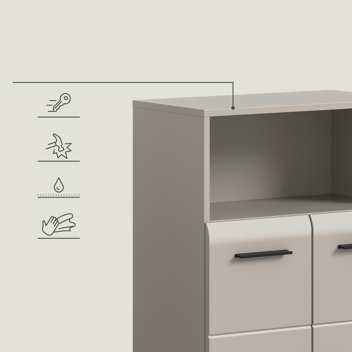 Midischrank Ice Kaschmir B: 60cm - Kaschmir/Schwarz, Trend, Holzwerkstoff (60/80/30cm) - MID.YOU