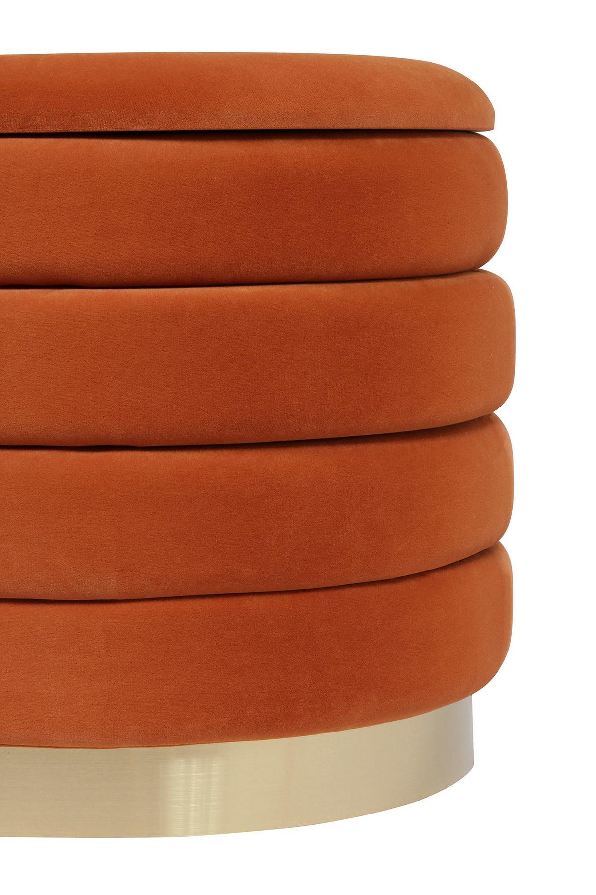 Lavica s úložným priestorom oranžová - oranžová/zlatá, Design, kov/kompozitné drevo (42/42/80cm) - MID.YOU