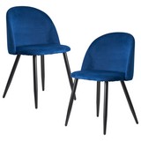 Stuhl Blau Gepolstert 2er-Set - Blau/Schwarz, KONVENTIONELL, Textil/Metall (52/77,5/47cm) - MID.YOU