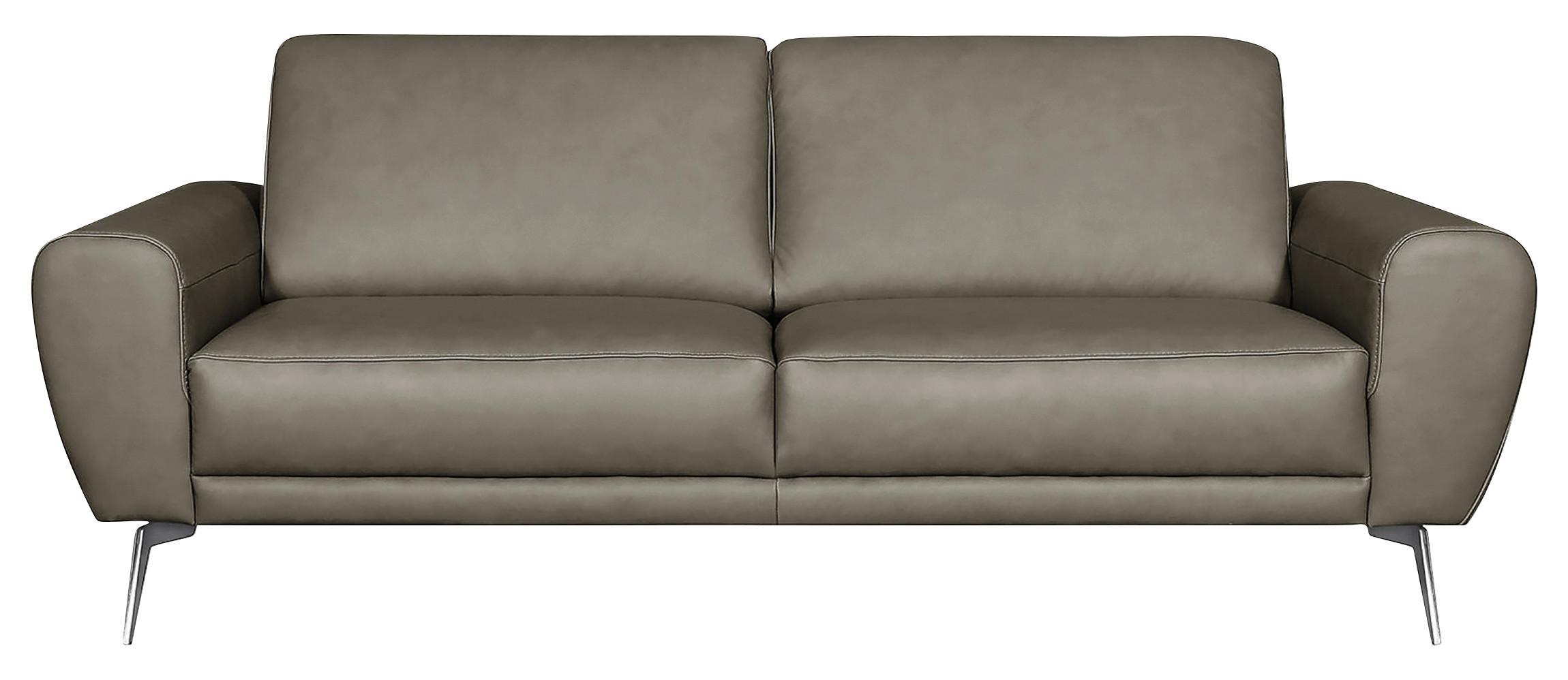 3-Sitzer-Sofa Spring Schwarz Chrom B: 207 cm - Chromfarben/Grau, Design, Leder (207/85/92cm) - Livetastic