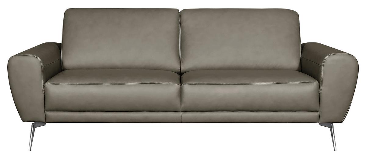 3-Sitzer-Sofa Spring Schwarz Chrom B: 207 cm - Chromfarben/Grau, Design, Leder (207/85/92cm) - Livetastic