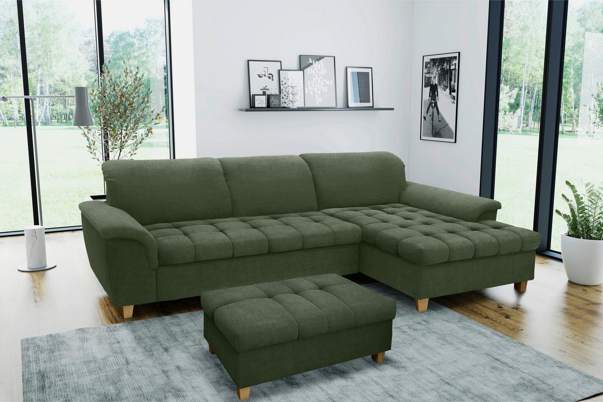 Ecksofa Mit Schlaffunktion Franzi Grün - Eichefarben/Grün, KONVENTIONELL, Textil (281/170cm) - MID.YOU