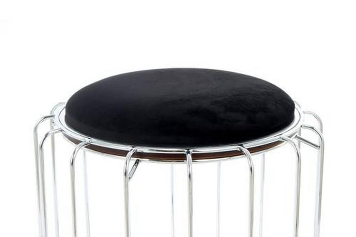 Beistelltisch/Pouf 2 in 1 Comfortable Silber/Schwarz - Silberfarben/Schwarz, Basics, Glas/Holzwerkstoff (50/50/45cm) - Kayoom