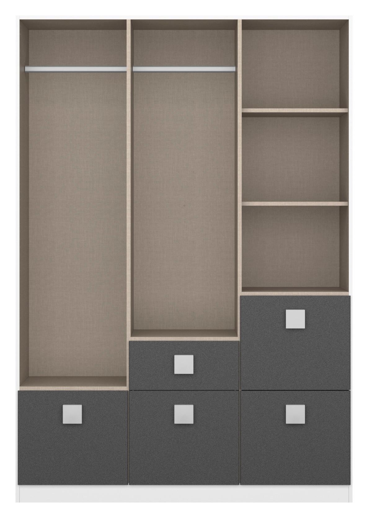 Jugendzimmer Skate 4-teiliges Set - Dunkelgrau/Weiß, KONVENTIONELL, Holzwerkstoff (90/200cm) - Rauch Möbel