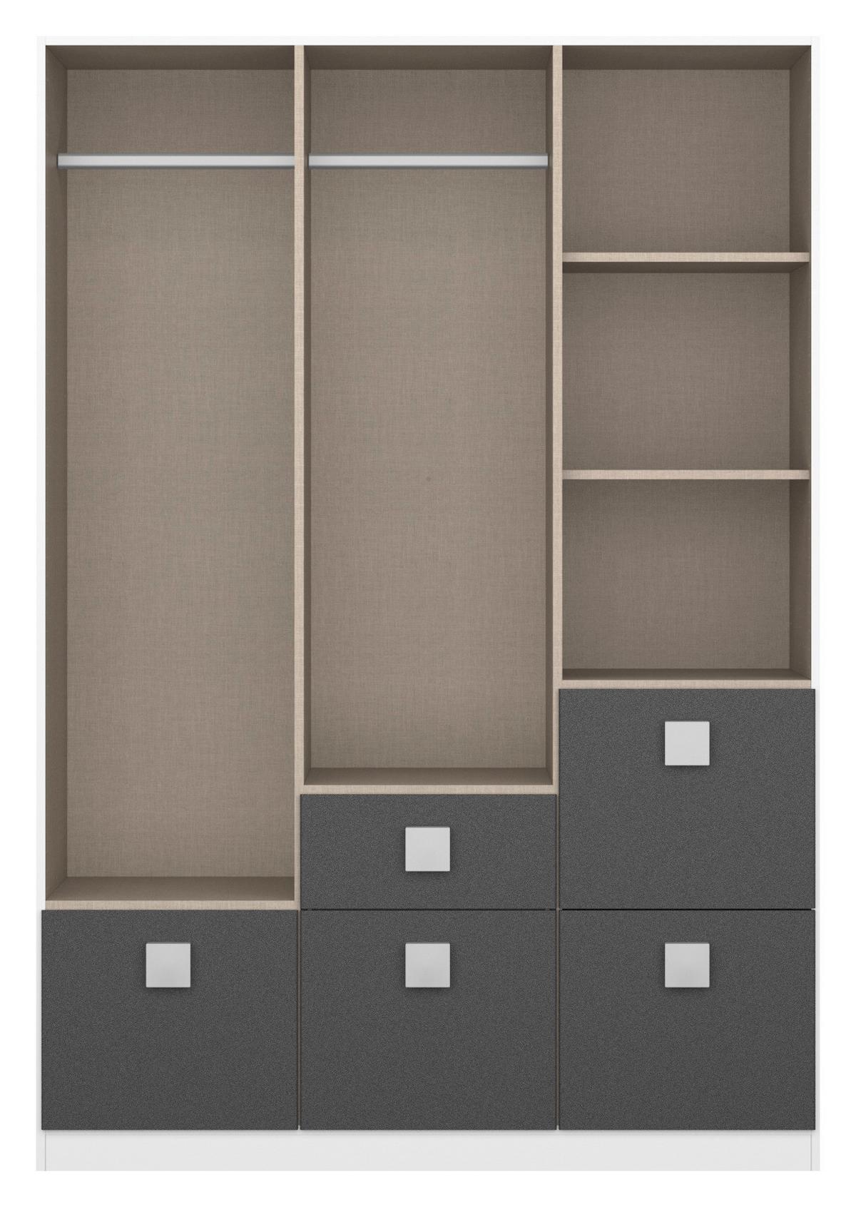 Jugendzimmer Skate 4-teiliges Set - Dunkelgrau/Weiß, KONVENTIONELL, Holzwerkstoff (90/200cm) - Rauch Möbel