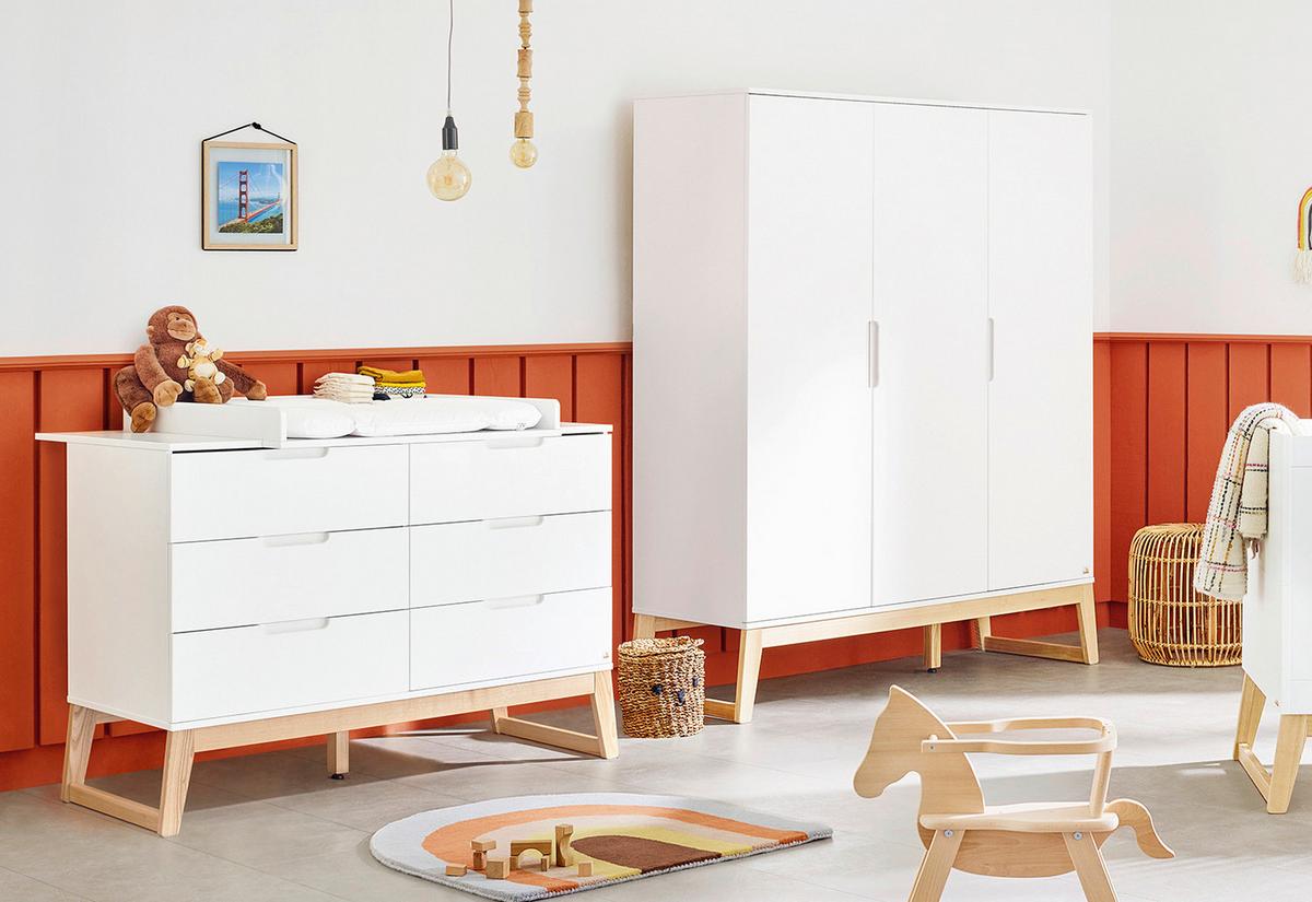 Babykleiderschrank 143466g Bridge - Eschefarben/Weiß, Design, Holz/Holzwerkstoff (156/187/52cm) - Pinolino