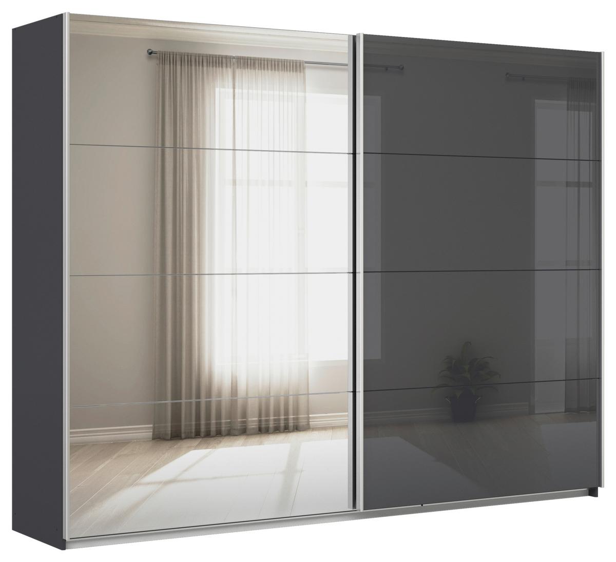 Schwebetürenschrank Mit Spiegel 271cm, Anthrazit - Anthrazit/Silberfarben, MODERN, Glas/Holzwerkstoff (271/210/62cm)