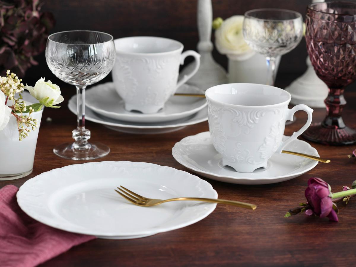 Kaffeeservice Rokoko Weiss Porzellan, 6 Pers., 18-teilig - Weiß, Basics, Keramik - Creatable