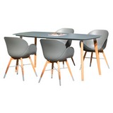 Gartenset Teak - Grau/Teakfarben, MODERN, Glas/Holz