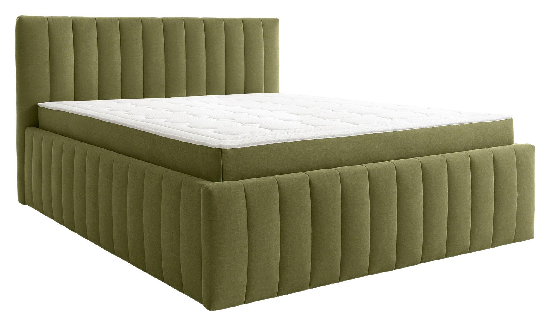 Čalúnená posteľ ORINOCO PL: 160/200 cm, zelená - čierna/zelená, Modern, kov/drevo (160/200cm) - Mömax