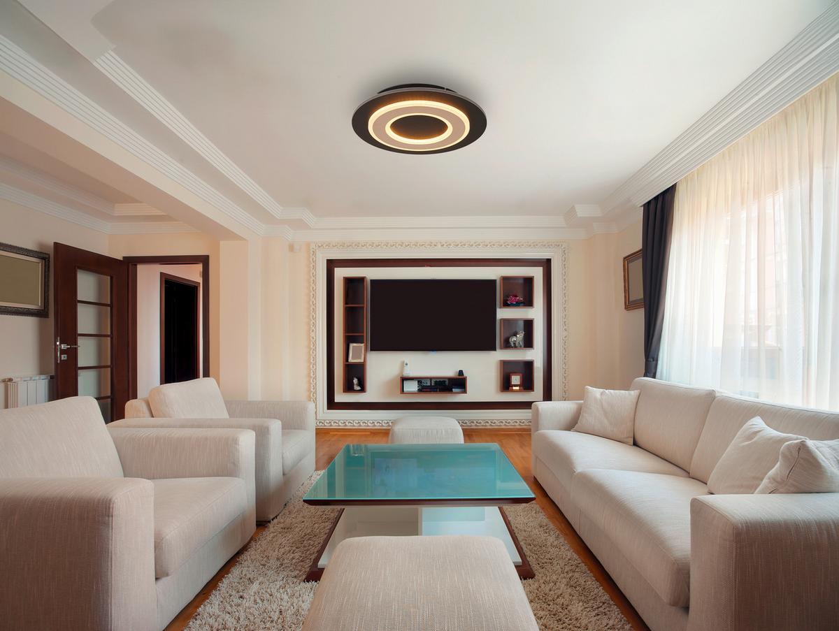 Led-deckenleuchte 48032a-24 Jayden - Champagner/Dunkelbraun, KONVENTIONELL, Holzwerkstoff/Kunststoff (32/5.5cm) - Globo