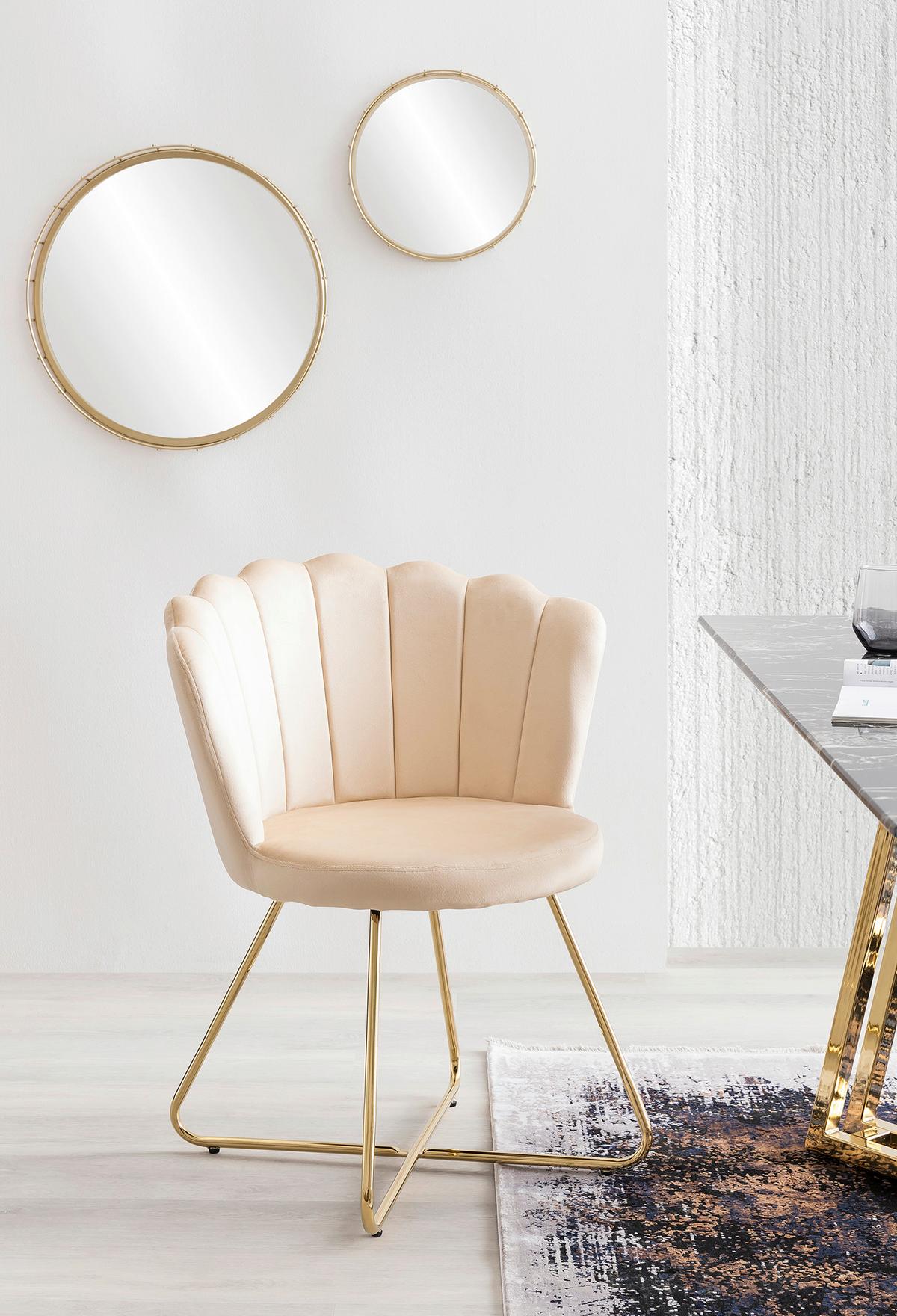 Stuhl-Set Beige B: 69,5 cm - Beige/Goldfarben, MODERN, Textil/Metall (69,5/85/66cm) - Livetastic