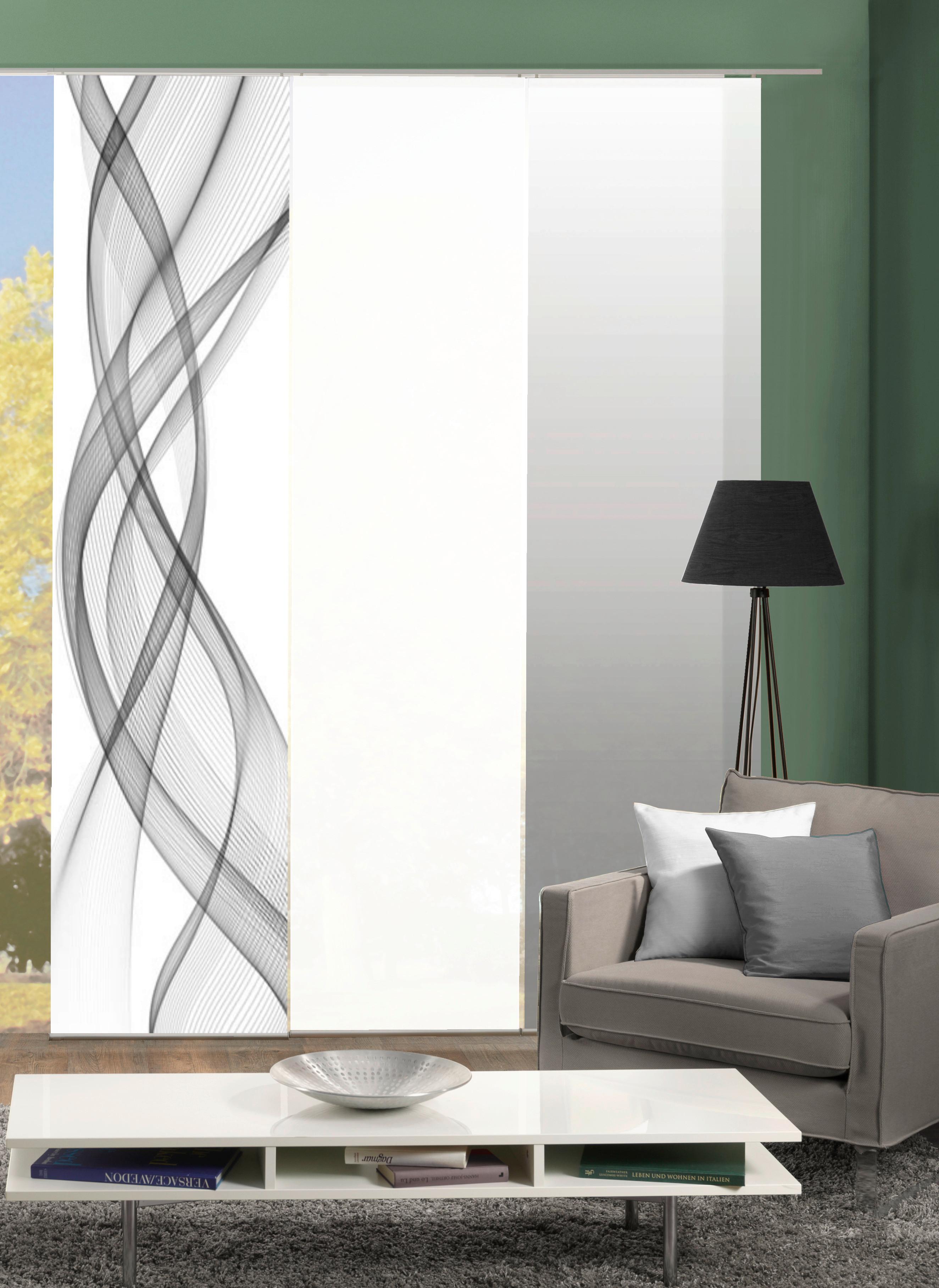 Flächenvorhang 3--Teilig. Ferrola B: 60 cm, Grau/Weiß