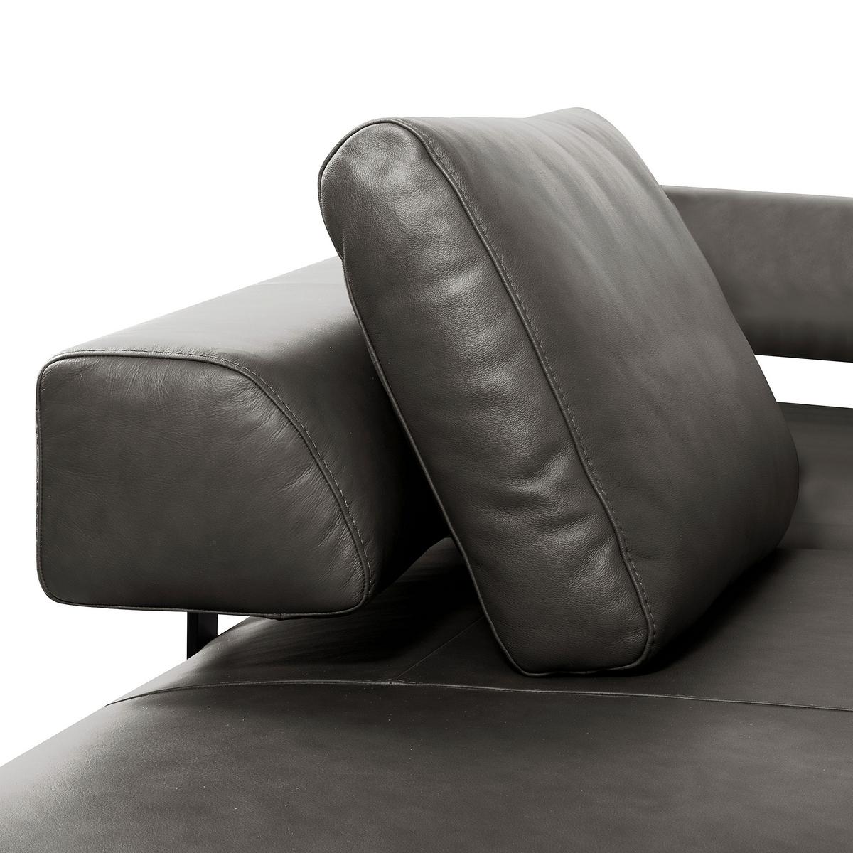 Ecksofa Como Echtleder Anthrazit 237x306 - Anthrazit/Schwarz, Design, Leder (237/306cm) - Livetastic