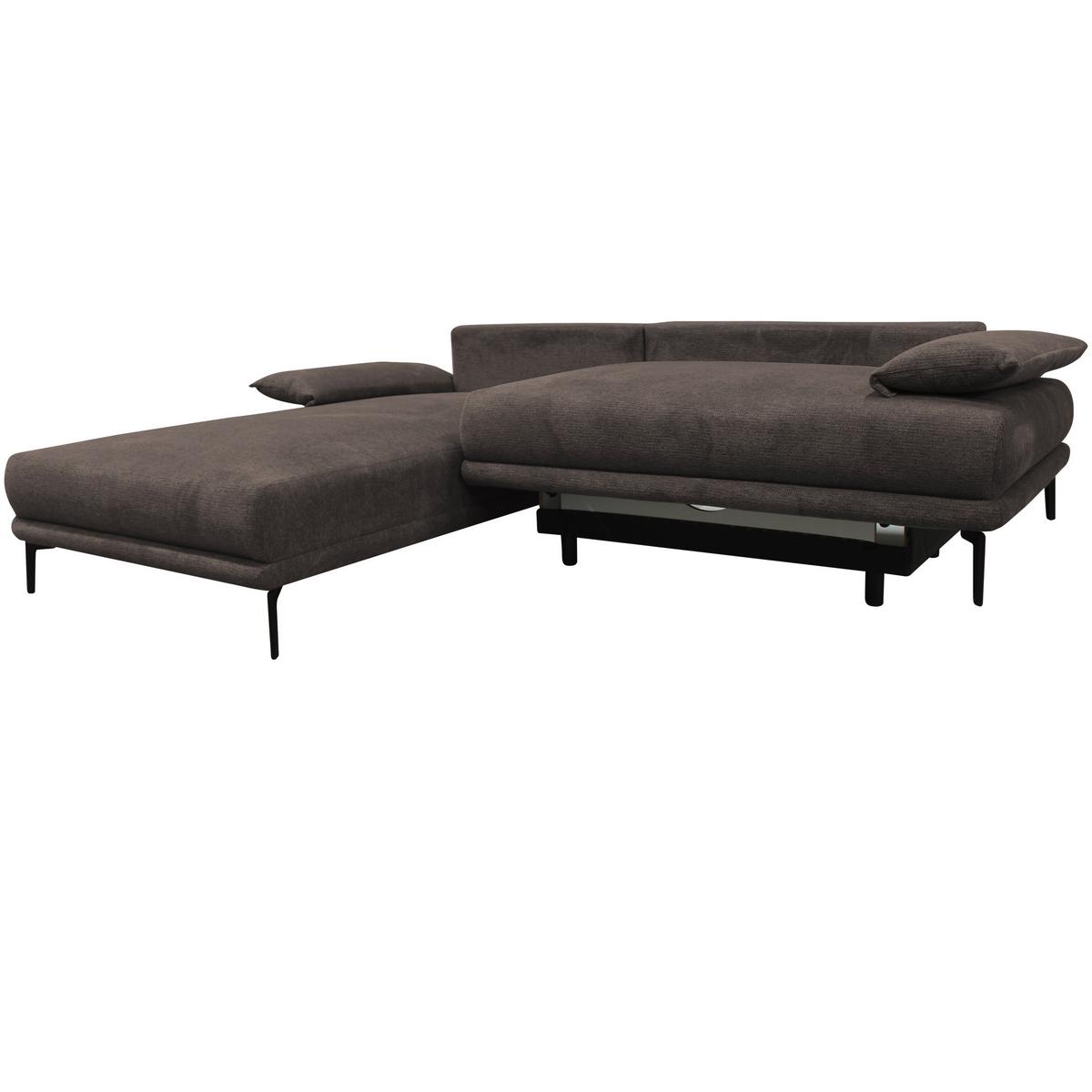 Ecksofa mit Bettkasten Lagacy 192x260 cm Webstoff Graubraun - Graubraun/Schwarz, Design, Textil (192/260cm) - MID.YOU