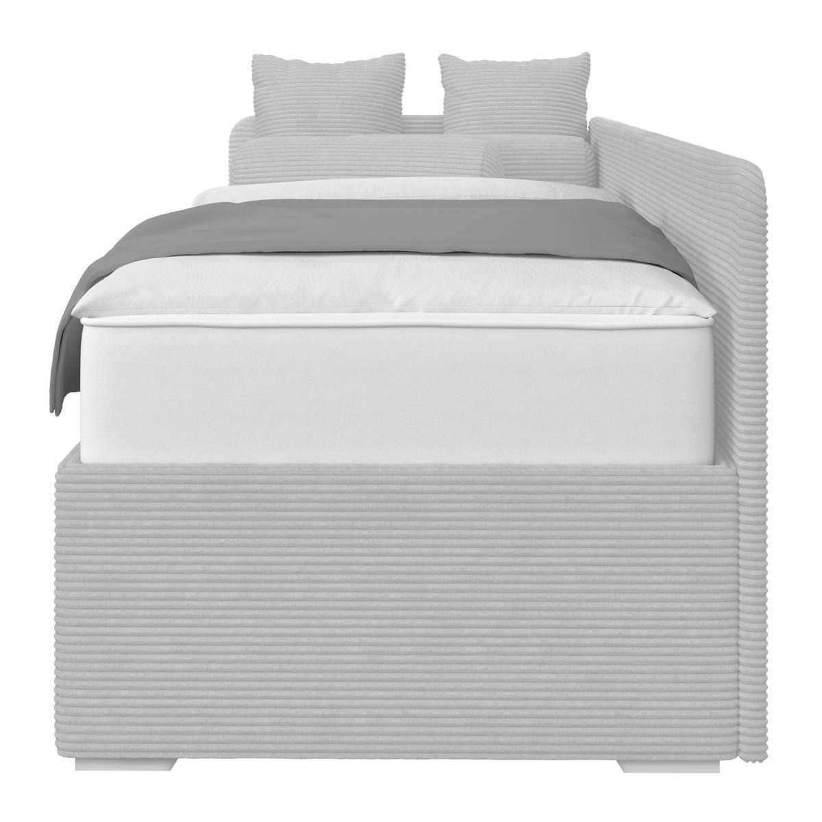 Kárpitozott Ágy Remi 90/200cm - ezüstszínű/szürkésbézs, Modern, textil/fa (90/200cm)