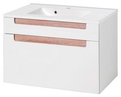 Hochschrank Siena Weiß/Eiche Badezimmer Hochschrank