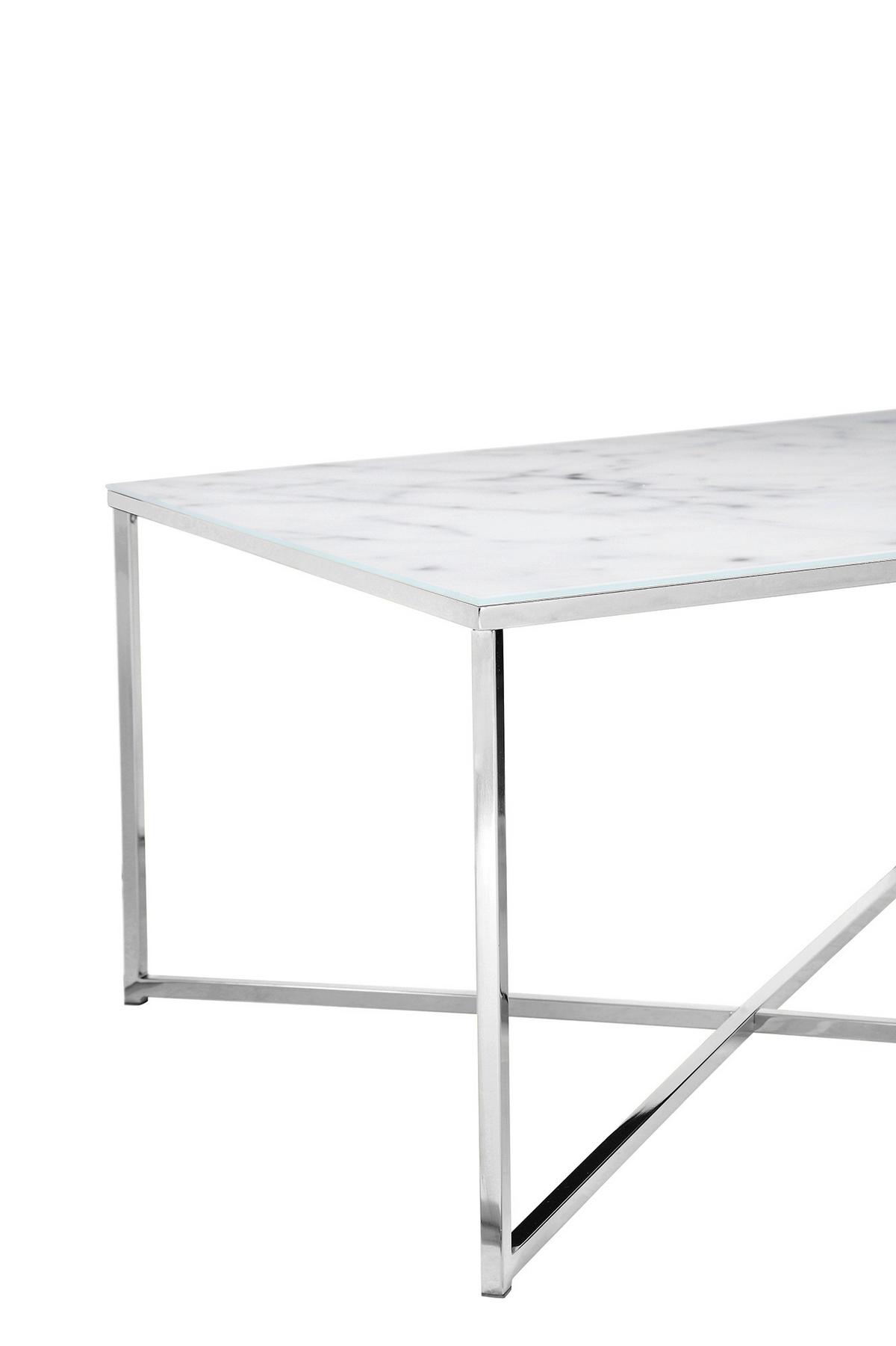 Couchtisch Weiß/chromfarben B: 80 Cm - Chromfarben/Weiß, Design, Glas/Metall (80/80/45cm) - Livetastic