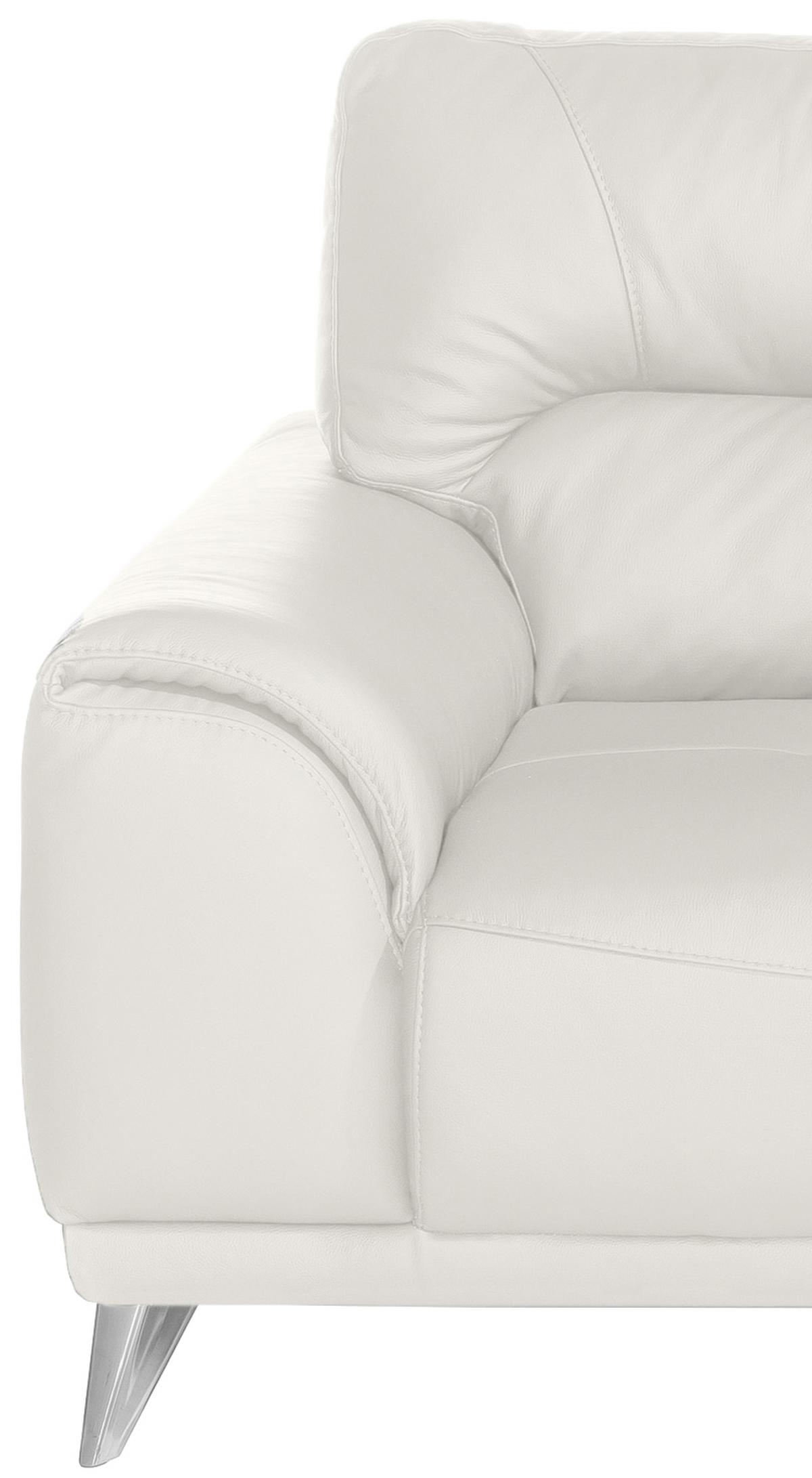 Dreisitzer-Sofa Frisco, Lederlook - Chromfarben/Weiß, MODERN, Textil (210/92/96cm) - MID.YOU