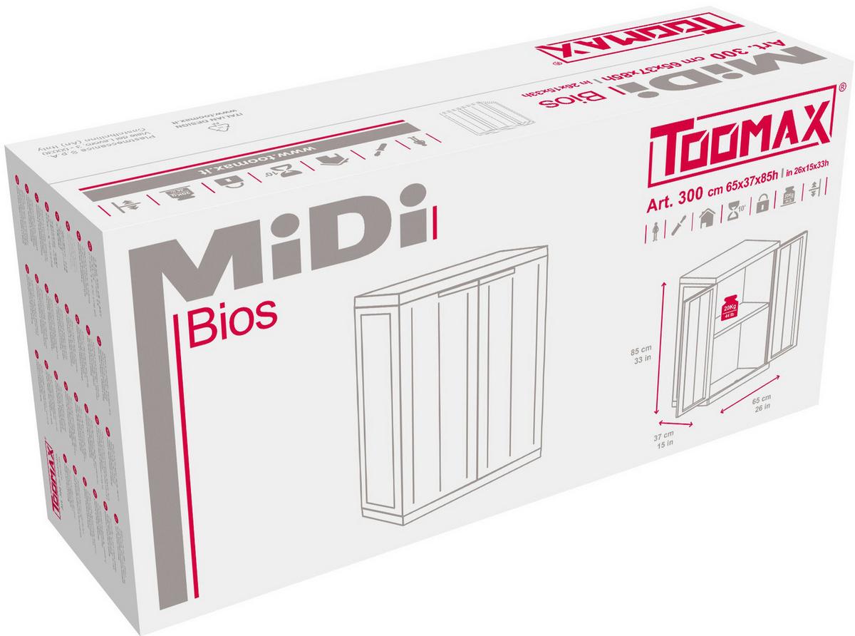 Werkzeugschrank Bio Midi Klein 65x85x37 cm versperrbar - Hellgrau/Schwarz, Basics, Kunststoff (65/85/37cm)