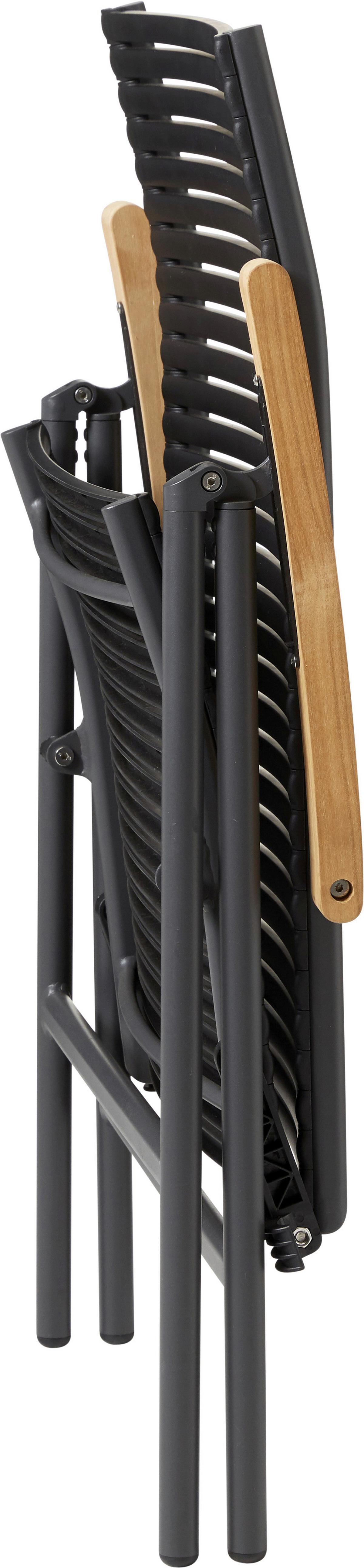 Gartenstuhl Klappbar Mood Position Kunststoff - Anthrazit/Schwarz, KONVENTIONELL, Holz/Kunststoff (60/111/72cm) - Gardenson