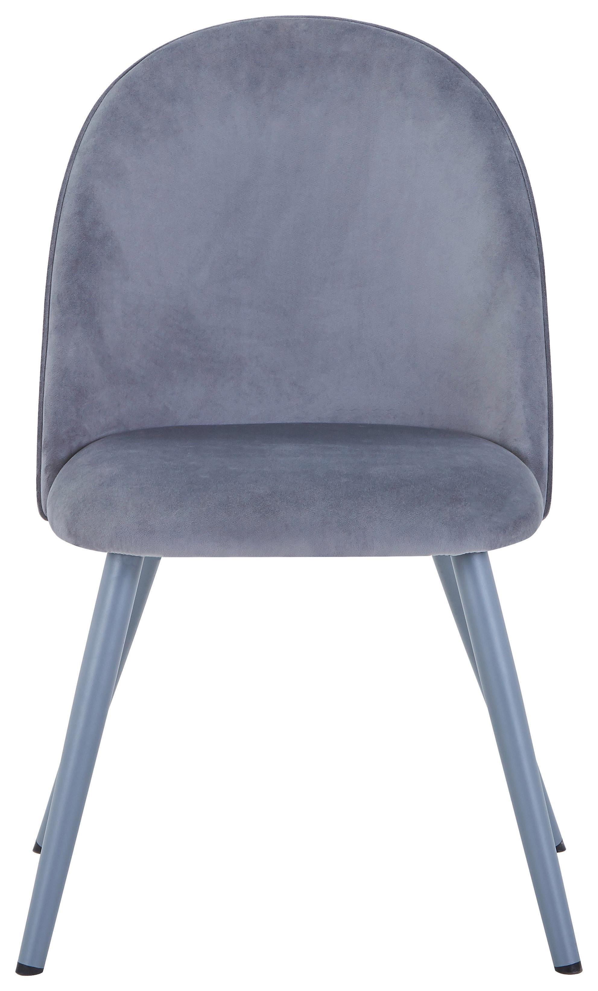 Vierfußstuhl Wando Velouroptik Grau Gepostert - Grau, Trend, Textil/Metall (53/84/54cm)