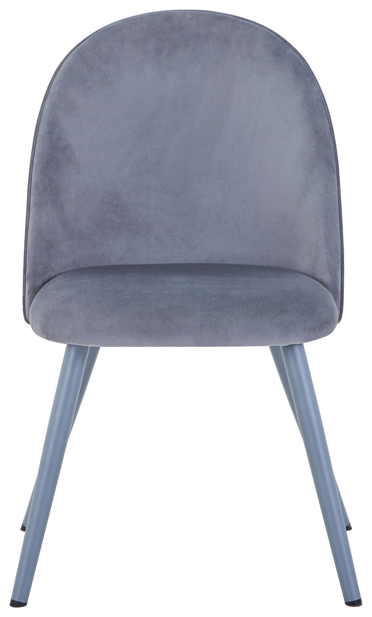 Vierfußstuhl Wando Velouroptik Grau Gepostert - Grau, Trend, Textil/Metall (53/84/54cm)