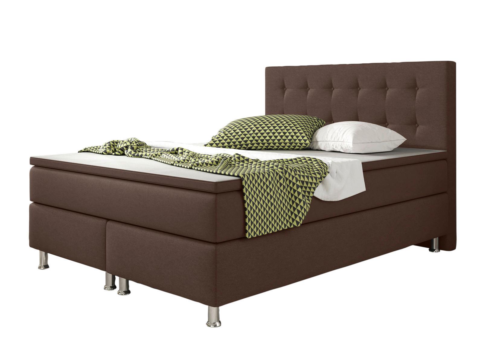 Boxspringbett Mit Topper 140x200 Köln - Silberfarben/Braun, KONVENTIONELL, Textil (140/115/210cm) - MID.YOU