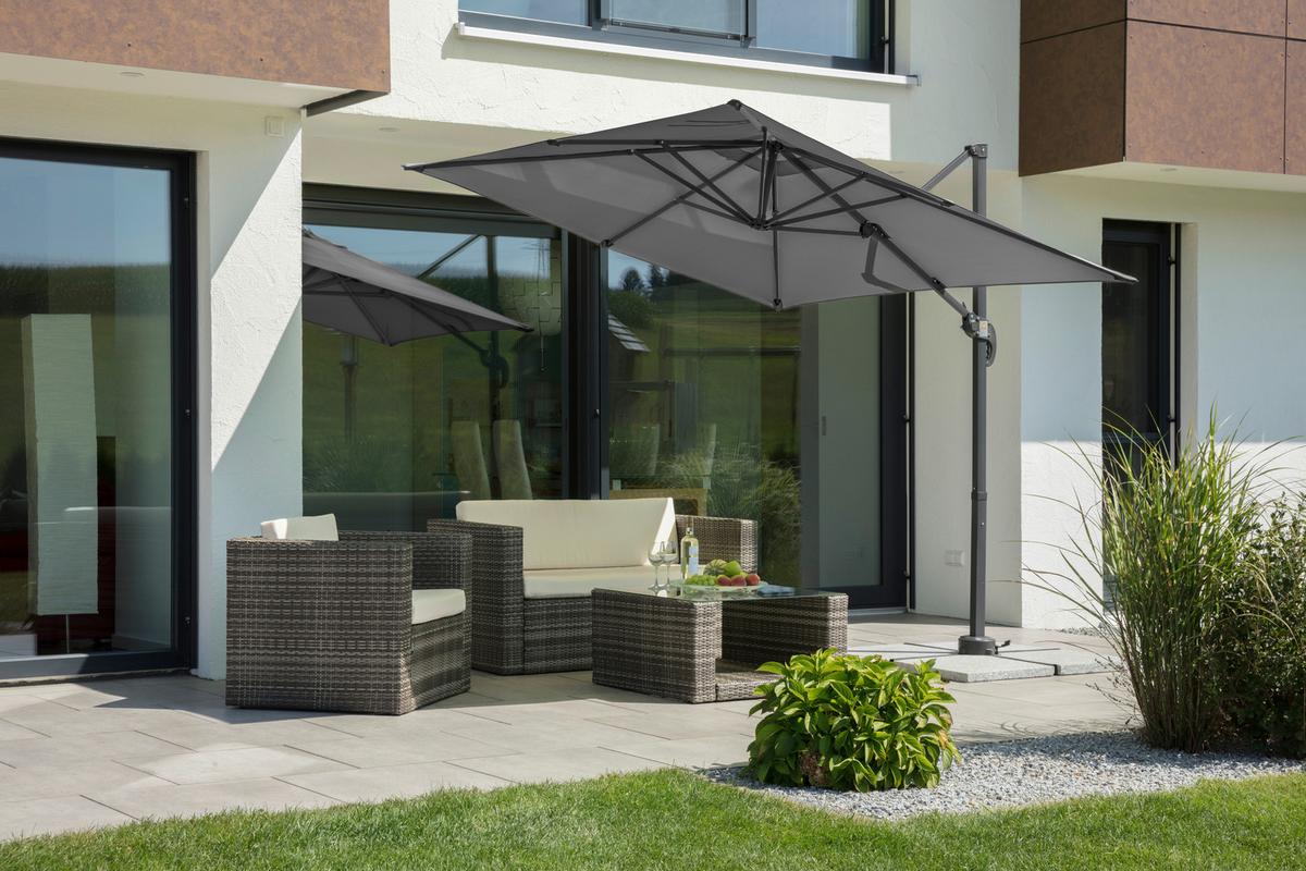 Ampelschirm Rhodos Junior BxHxT: 230x239x300 cm Anthrazit - Anthrazit, Basics, Textil/Metall (230/239/300cm) - Schneider