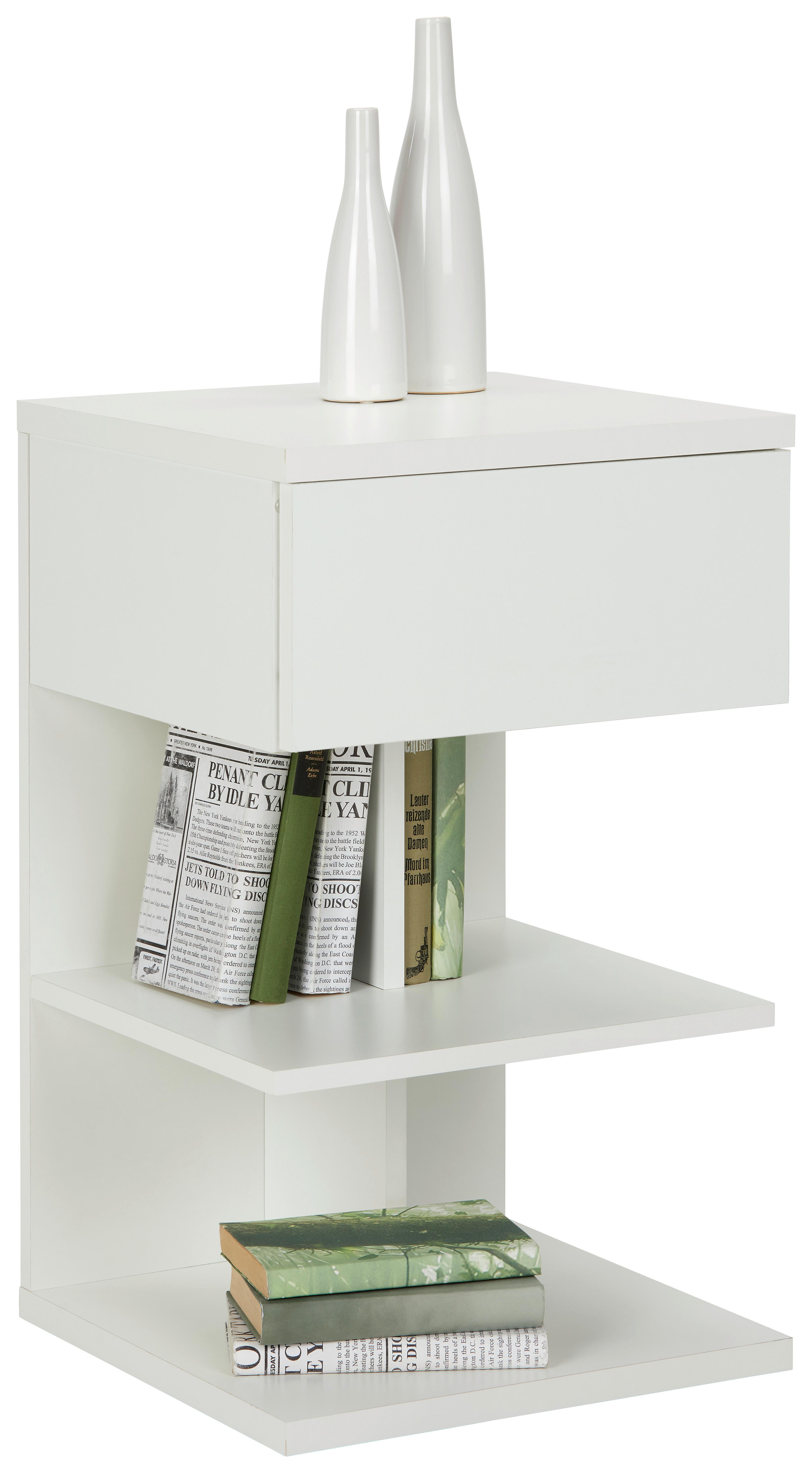 Noční Stolek Sun -Top- - bílá, Lifestyle, kompozitní dřevo (39/65/39cm) - Modern Living