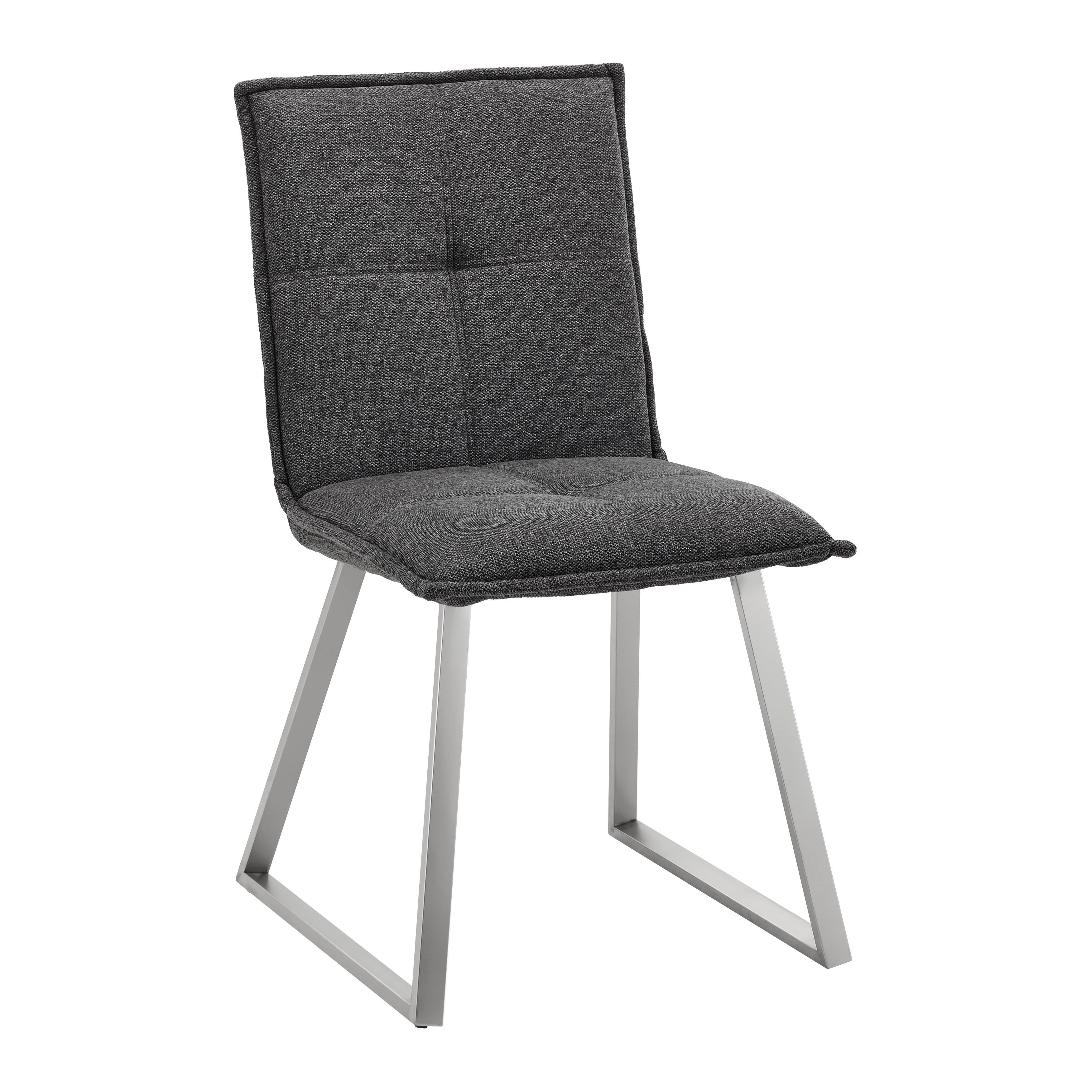 Židle Emilio tmavě šedá - tmavě šedá/barvy nerez oceli, Moderní, kov/dřevo (46/85/55cm) - Bessagi Home