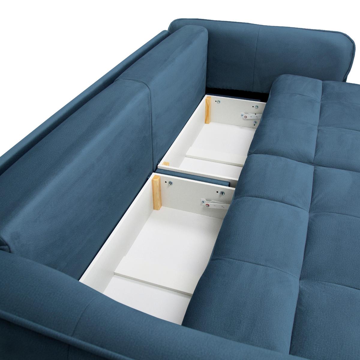 Boxspringová pohovka BOMBEI, petrolejový velúr - čierna/sivá, Modern, drevo/kompozitné drevo (243/94/125cm) - Premium Living